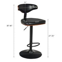 Load image into Gallery viewer, Gymax Set of 2 Bentwood Barstool Height Adjustable Swivel Bar Stool Upholstered Black
