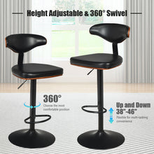 Load image into Gallery viewer, Gymax Set of 2 Bentwood Barstool Height Adjustable Swivel Bar Stool Upholstered Black
