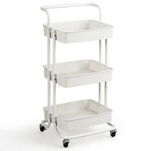Load image into Gallery viewer, Gymax 3 Tier Rolling Cart W/Wheels Practical Handle&amp;ABS Storage Basket Organizer
