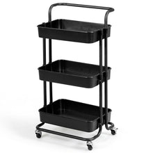 Load image into Gallery viewer, Gymax 3 Tier Rolling Cart W/Wheels Practical Handle&amp;ABS Storage Basket Organizer
