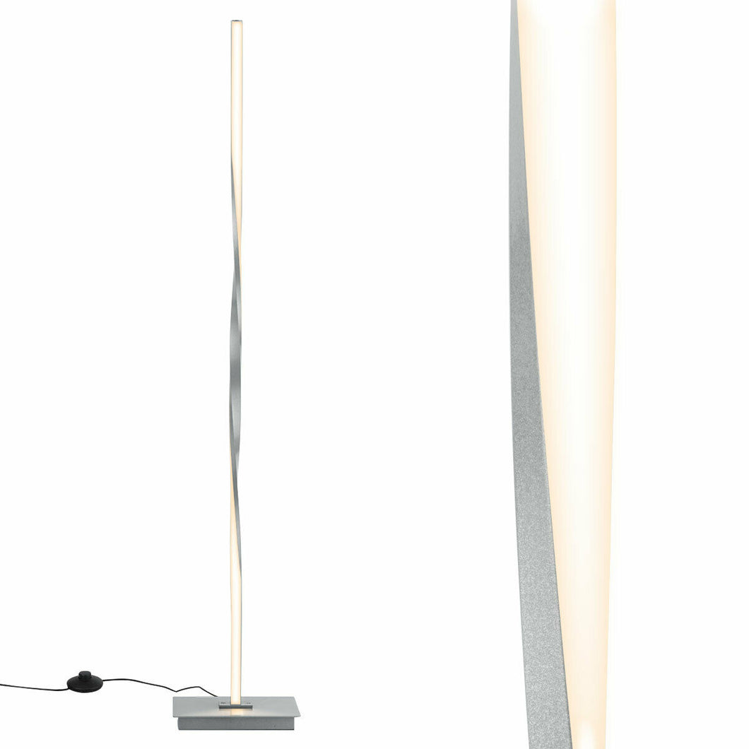 Gymax 48'' Helix LED Floor Lamp Modern Standing Pole Light w/ Built-in Light Strip Silver/Black