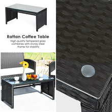 Load image into Gallery viewer, Gymax 4PCS Rattan Patio Conversation Set Outdoor w/ Coffee Table Cushioned Sofa
