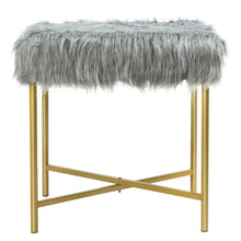 Load image into Gallery viewer, Gymax Faux Fur Decorative Ottoman Stool Footrest w/ Gold Metal Legs
