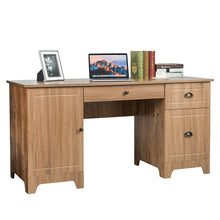 Load image into Gallery viewer, Gymax 59&#39;&#39; Computer Desk Writing Desk Study Workstation with Drawers Brown/Natural
