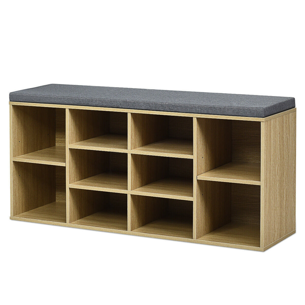 Gymax Entryway Padded Shoe Storage Bench 10-Cube Organizer Bench Adjustable