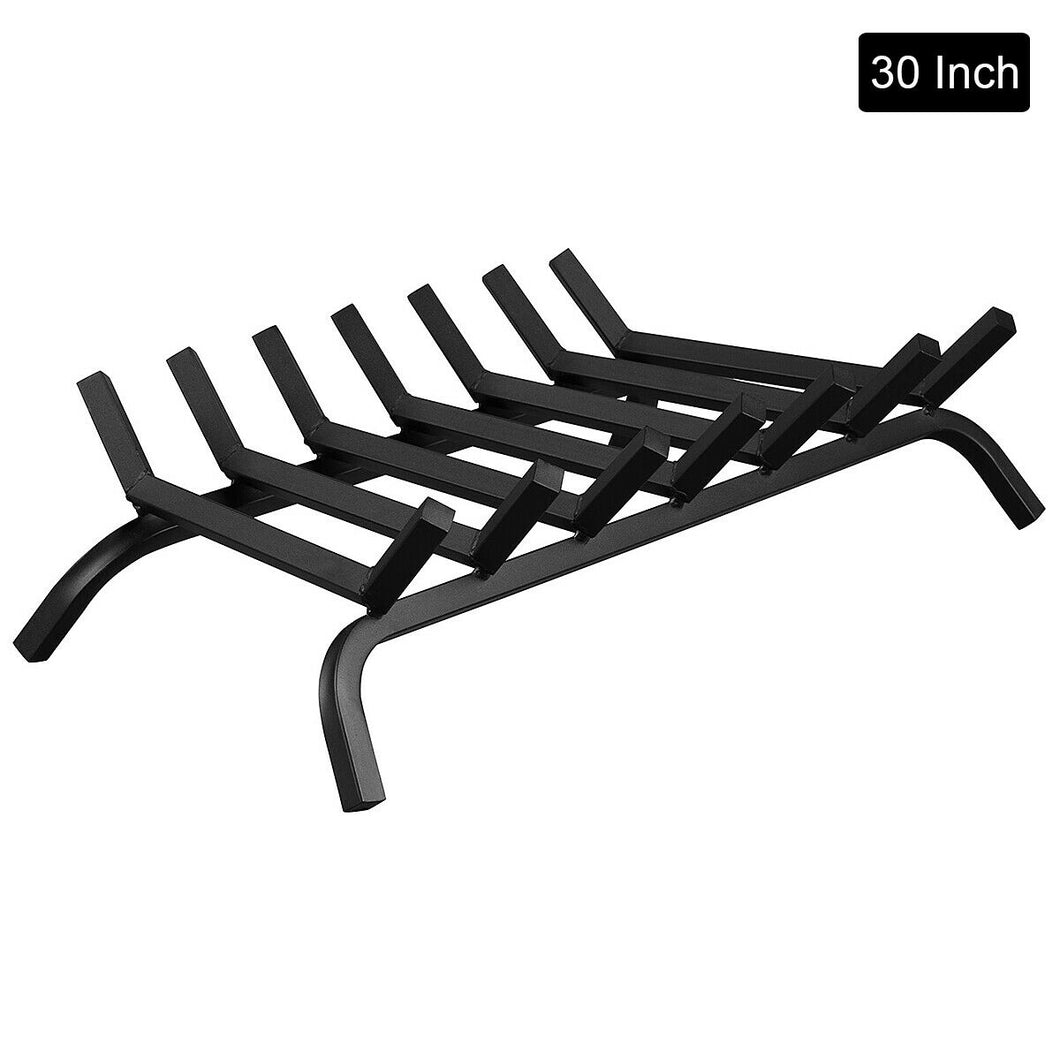 Gymax 30'' Iron Fireplace Log Grate 3/4'' Heavy Duty Steel Firewood Burning Rack