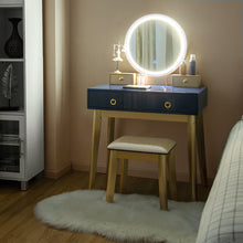 Load image into Gallery viewer, Gymax Makeup Dressing Vanity Table Set w/ Touch Screen Dimming Mirror
