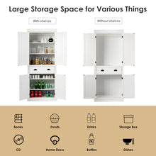 Load image into Gallery viewer, Gymax Kitchen Cabinet Pantry Cupboard Freestanding W/Adjustable Shelves White
