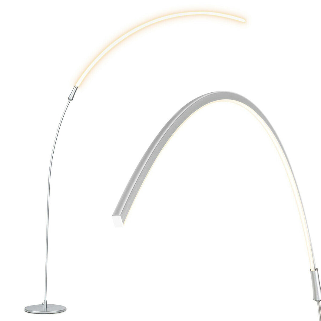 Gymax LED Arc Floor Lamp Modern Minimalist Standing Lamp w/ 3 Brightness Levels Silver