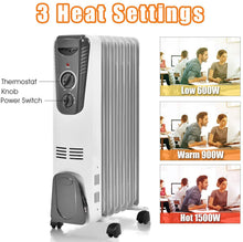 Load image into Gallery viewer, Gymax 1500W Oil Filled Radiator Heater Portable Space Heater w/ 3 Heat Settings
