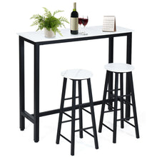 Load image into Gallery viewer, Gymax 3 Pcs Faux Marble Pub Dining Set Table &amp; 2 Chairs Bistro Kitchen Breakfast White
