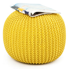 Load image into Gallery viewer, Gymax Pure Cotton Pouf Floor Ottoman Hand Knitted Footrest Cable Style Home
