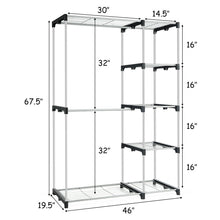 Load image into Gallery viewer, Gymax Freestanding Clothes Garment Organizer Closet Rack w/5 Shelves &amp;2 Hanging Rods
