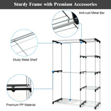 Load image into Gallery viewer, Gymax Freestanding Clothes Garment Organizer Closet Rack w/5 Shelves &amp;2 Hanging Rods

