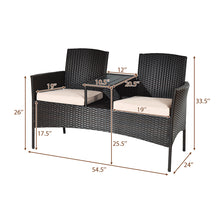 Load image into Gallery viewer, Gymax Brown Cushioned Rattan Wicker Patio Conversation Set Loveseat Table
