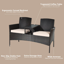 Load image into Gallery viewer, Gymax Brown Cushioned Rattan Wicker Patio Conversation Set Loveseat Table
