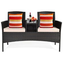 Load image into Gallery viewer, Gymax Brown Cushioned Rattan Wicker Patio Conversation Set Loveseat Table
