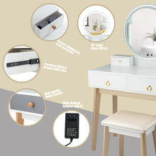 Load image into Gallery viewer, Gymax Makeup Dressing Vanity Table Set w/ Touch Screen Dimming Mirror Stool
