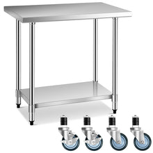 Load image into Gallery viewer, Gymax 24&#39;&#39; x 36&#39;&#39; Stainless Steel Commercial Kitchen Work Table w/ 4 Wheels

