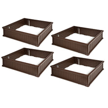 Load image into Gallery viewer, Gymax 4 Pcs 48.5'' Raised Garden Bed Square Plant Box Planter Flower Vegetable Brown
