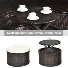Load image into Gallery viewer, Gymax Cushioned Patio Rattan Round Daybed w/ Adjustable Table 3 Pillows Canopy
