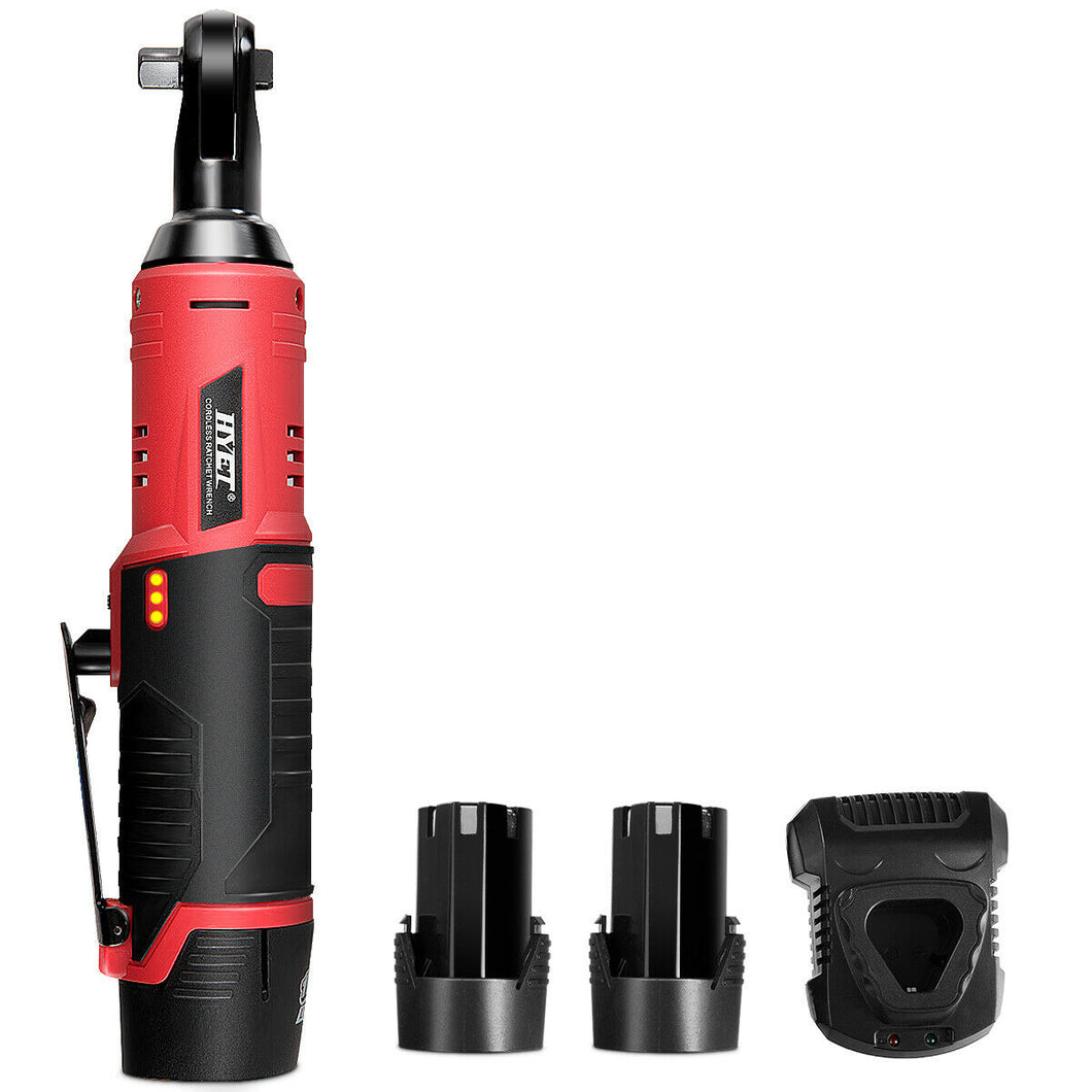 Gymax Cordless 3/8'' Electric 12V Ratchet Wrench Tool Set w/2 Packs Battery & Charger
