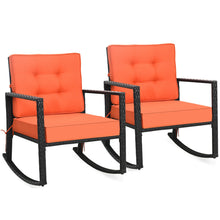 Load image into Gallery viewer, Gymax 2PCS Outdoor Wicker Rocking Chair Patio Lawn Rattan Single Chair Glider w/ Cushion

