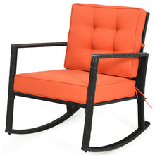 Load image into Gallery viewer, Gymax 2PCS Outdoor Wicker Rocking Chair Patio Lawn Rattan Single Chair Glider w/ Cushion
