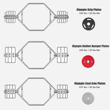 Load image into Gallery viewer, Gymax 56&#39;&#39; Olympic Hexagon Deadlift Bar Trap Bar w/ Folding Grips Powerlifting Push ups
