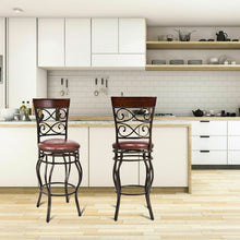 Load image into Gallery viewer, Gymax 2PCS Retro Swivel Bar Stools w/ Padded Seat Home Kitchen Pub Bistro
