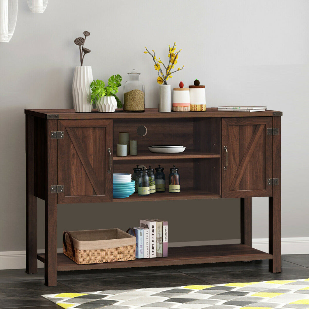 Gymax Console Table Sideboard Buffet TV Stand w/ Storage Cabinets & Bottom Shelf