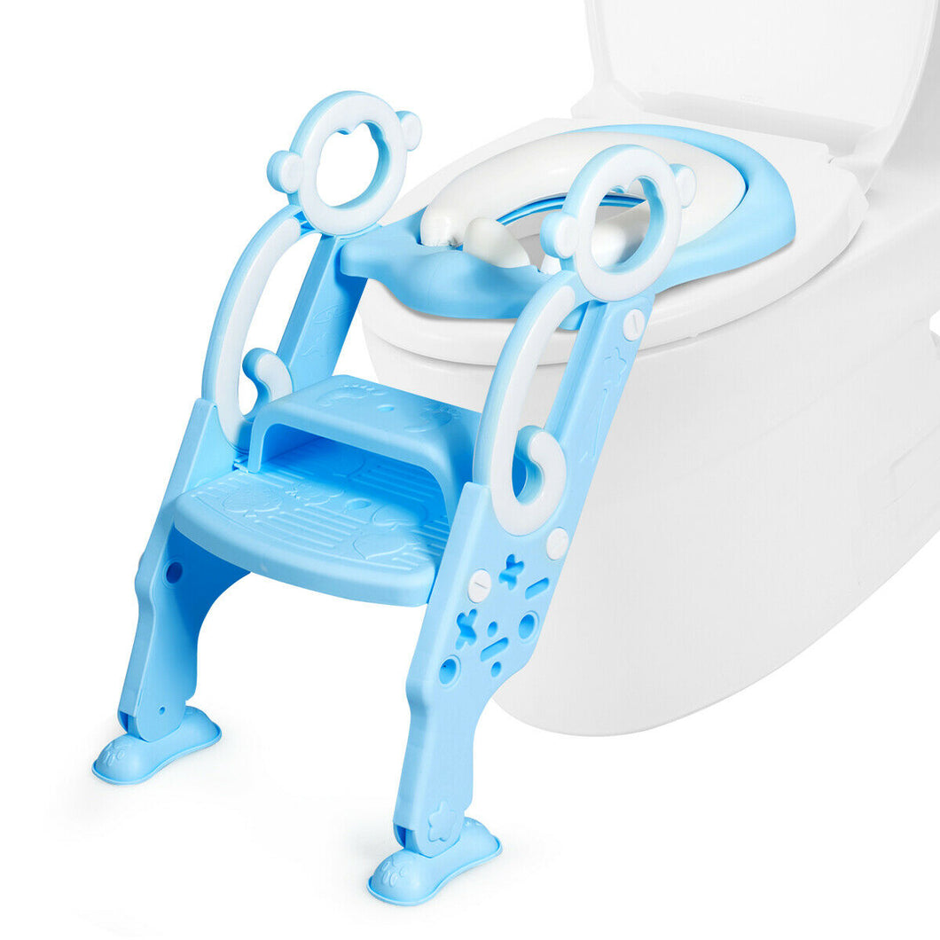 Gymax Portable Potty Training Toilet Seat w/ Step Stool Ladder Adjustable for Kids