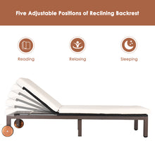 Load image into Gallery viewer, Gymax Patio Adjustable Rattan Recliner Chaise Lounge Chair w/ Cushion Wheels
