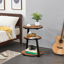 Load image into Gallery viewer, Gymax Round End Table 3-Tier Sofa Side Table Industrial Nightstand Vintage Brown
