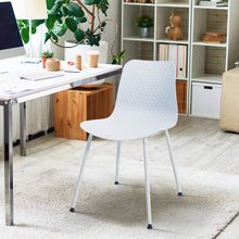 Load image into Gallery viewer, Gymax Set of 4 Dining Chair Modern Mid-Century Plastic Side Chair w/ Metal Legs White

