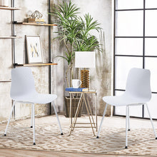 Load image into Gallery viewer, Gymax Set of 4 Dining Chair Modern Mid-Century Plastic Side Chair w/ Metal Legs White
