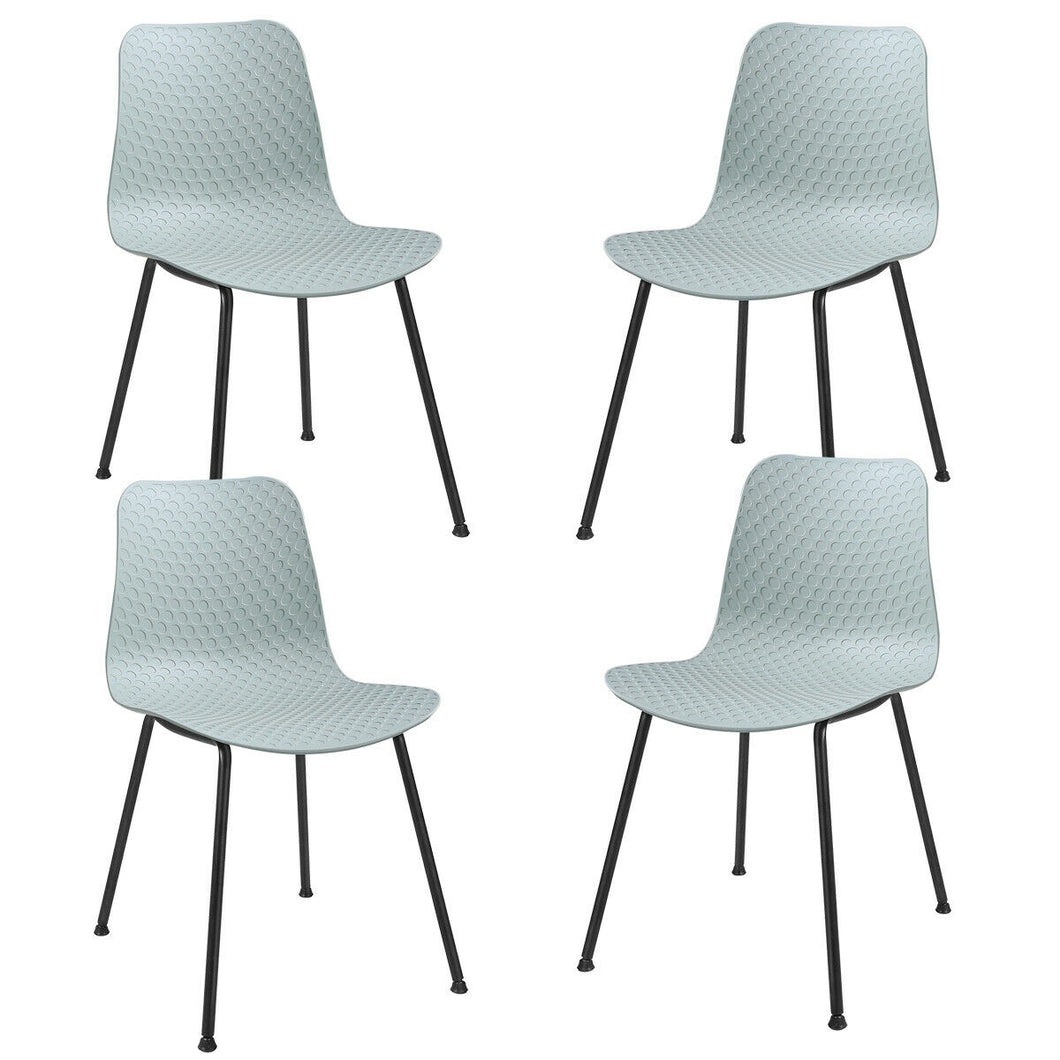 Gymax Set of 4 Dining Chair Modern Mid-Century Plastic Side Chair w/ Metal Legs Sage