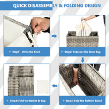 Load image into Gallery viewer, Gymax Hand-woven Laundry Basket Foldable Rattan Laundry Hamper W/Removable Bag Grey

