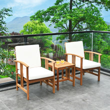 Load image into Gallery viewer, Gymax 3PC Outdoor Patio Sofa Furniture Set Solid Wood Cushioned Conversation Set White

