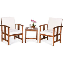 Load image into Gallery viewer, Gymax 3PC Outdoor Patio Sofa Furniture Set Solid Wood Cushioned Conversation Set White
