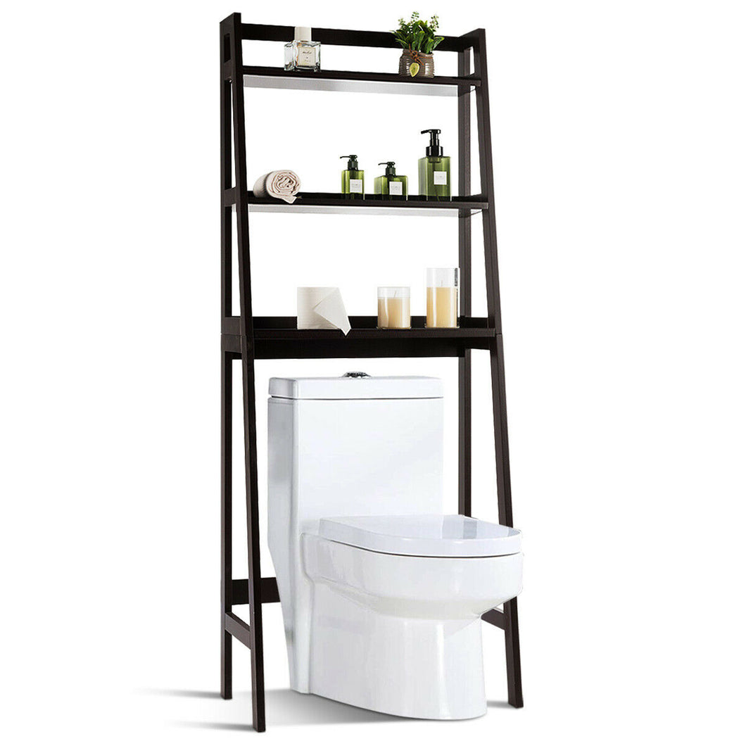 Gymax 3-Shelf Over-The-Toilet Storage Rack Bathroom Shelf Organizer Space Saver Brown