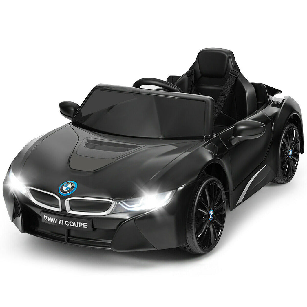 Gymax 12V Licensed Electric Kids Ride on Car BMW I8 w/ MP3 Remote Control Black/White/Red