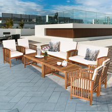 Load image into Gallery viewer, Gymax 8PCS Wooden Patio Conversation Set Outdoor Furniture Set w/ Cushions
