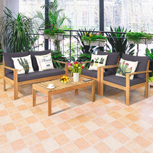 Load image into Gallery viewer, Gymax 8PCS Cushioned Wooden Conversation Set Patio Outdoor Furniture Set
