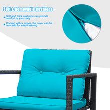 Load image into Gallery viewer, Gymax 3PCS Rattan Rocking Chair Table Set Patio Furniture Set w/ Blue Cushions
