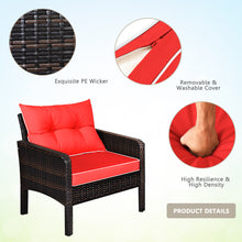 Load image into Gallery viewer, Gymax 4PCS Rattan Patio Conversation Set Red Cushioned Outdoor Furniture Set
