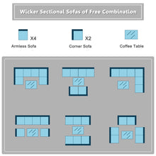Load image into Gallery viewer, Gymax 7PCS Rattan Patio Conversation Set Sectional Furniture Set w/ Navy Cushion
