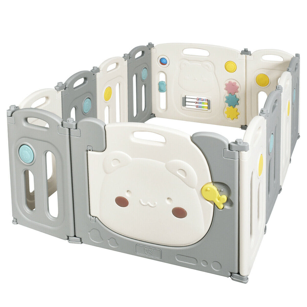 Gymax 12 Panel Baby Playpen Kids Activity Center Play Yard w/ Lock Door & Rubber Pads