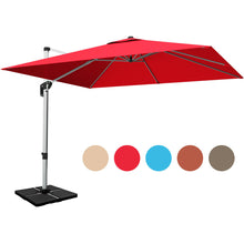 Load image into Gallery viewer, Gymax 10Ft Square Offset Hanging Patio Umbrella w/ Base 360 Degree Tilt
