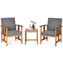 Load image into Gallery viewer, Gymax 3PCS Outdoor Patio Sofa Furniture Set Solid Wood Cushioned Conversation Set Grey
